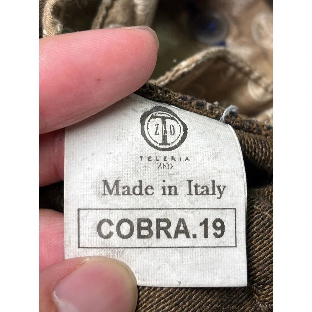 Teleria Zed Cobra 19 Brown Textured Italian Trousers Mens Size 38X29 Made Italy